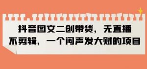 抖音图文二创带货，无直播，不剪辑，一个闷声发大财的项目【揭秘】-第一资源库