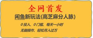闲鱼新玩法(高芝麻分人脉)0投入0门槛,每天一小时，轻松月入过万【揭秘】-第一资源库