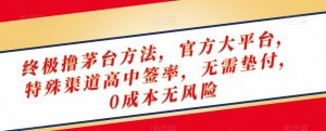 终极撸茅台方法，官方大平台，特殊渠道高中签率，无需垫付，0成本无风险【揭秘】-第一资源库