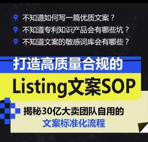 打造高质量合规的Listing文案SOP，掌握亚马逊文案工作的标准化-第一资源库