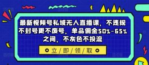 最新视频号私域无人直播课，不违规不封号更不废号，单品佣金50%-65%之间，不灰色不投流-第一资源库