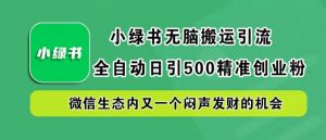 小绿书无脑搬运引流，全自动日引500精准创业粉，微信生态内又一个闷声发财的机会【揭秘】-第一资源库