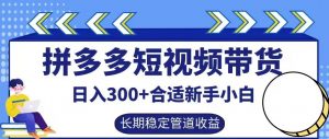 拼多多短视频带货日入300+有长期稳定被动收益，合适新手小白【揭秘】-第一资源库