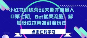 小红书训练营28天撕开流量入口第七期，Get优质流量，解锁低成本精准引流玩法-第一资源库