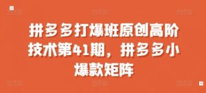 拼多多打爆班原创高阶技术第41期，拼多多小爆款矩阵-第一资源库