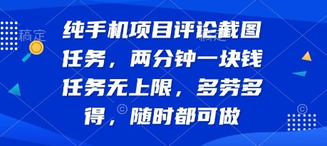纯手机项目评论截图任务，两分钟一块钱 任务无上限多劳多得，随时随地都能做【揭秘】-第一资源库