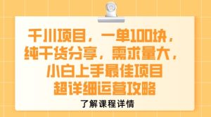 千川项目，一单1张，纯干货分享，需求量大，小白上手最佳项目，超详细运营攻略-第一资源库