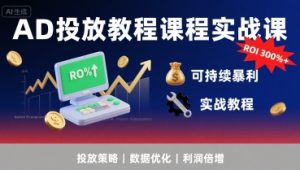 AD投放教程课程实战课，实现广告ROI300%+可持续暴利-第一资源库