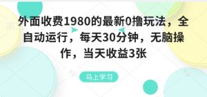 外面收费1980的最新0撸玩法，全自动挂G，每天30分钟，无脑操作，当天收益3张【揭秘】-第一资源库