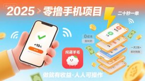 2025年零撸手机项目，二十秒一单，纯薅羊毛 一天2张+做就有【揭秘】-第一资源库