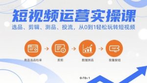 短视频运营实操课，选品、剪辑、测品、投流，从0到1轻松玩转短视频-第一资源库