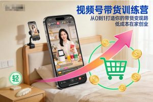 视频号带货训练营，从0到1打造你的带货变现路，低成本在家创业-第一资源库